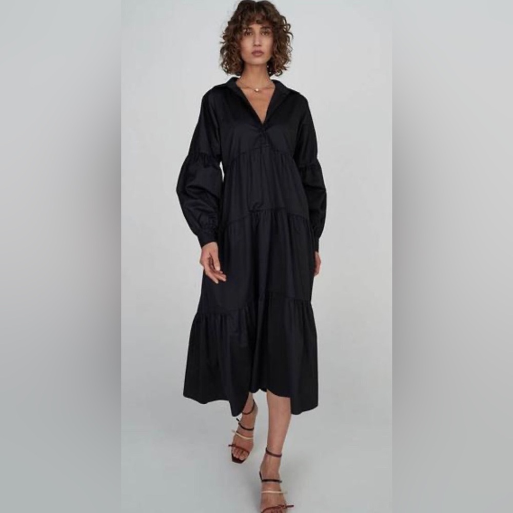 Hansen & Gretel Black Tiered Buttoned Sundress